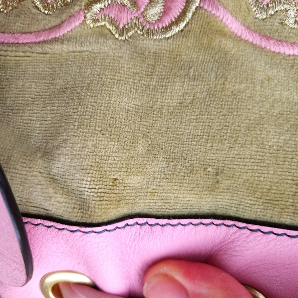 SOLD Juicy Couture Velour Sage Green and Baby Pink Daydreamer Bag - Picture 12 of 13